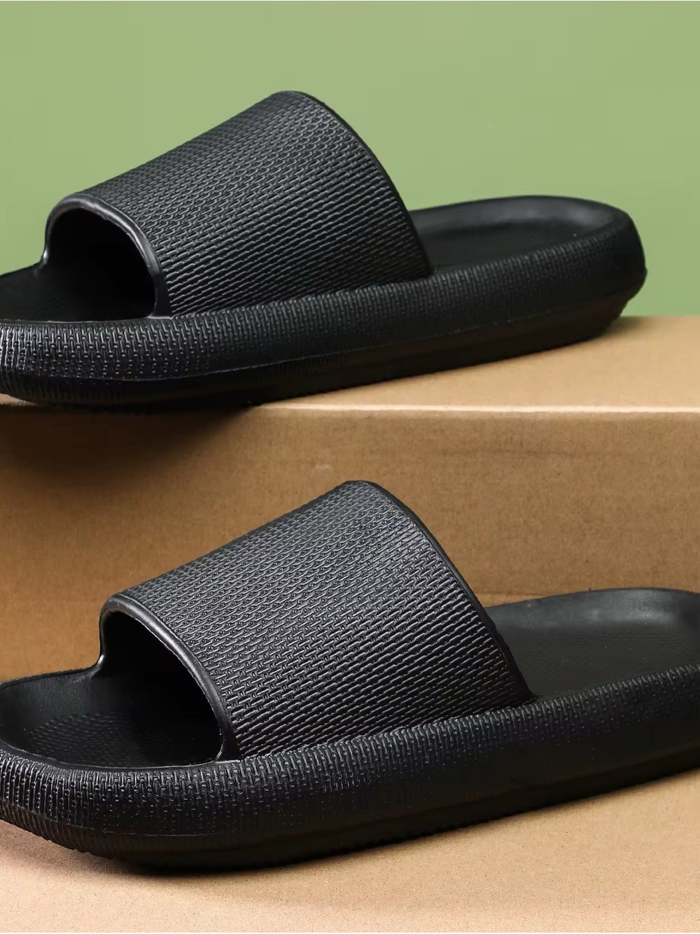 Men's women’s Black Slide Sandals - Comfortable Everyday Slip-Ons